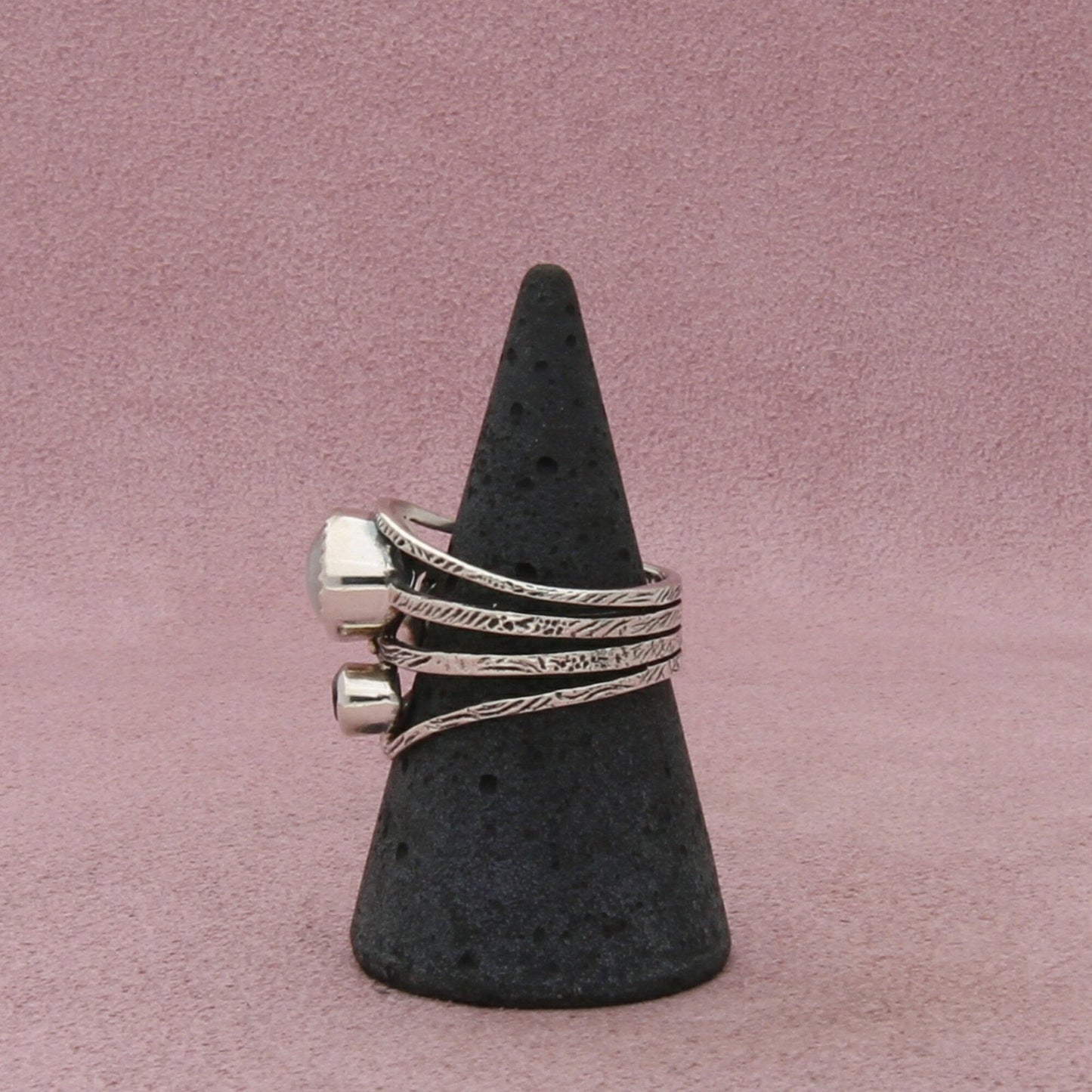 sterling silver moonstone & blue topaz ring size 9