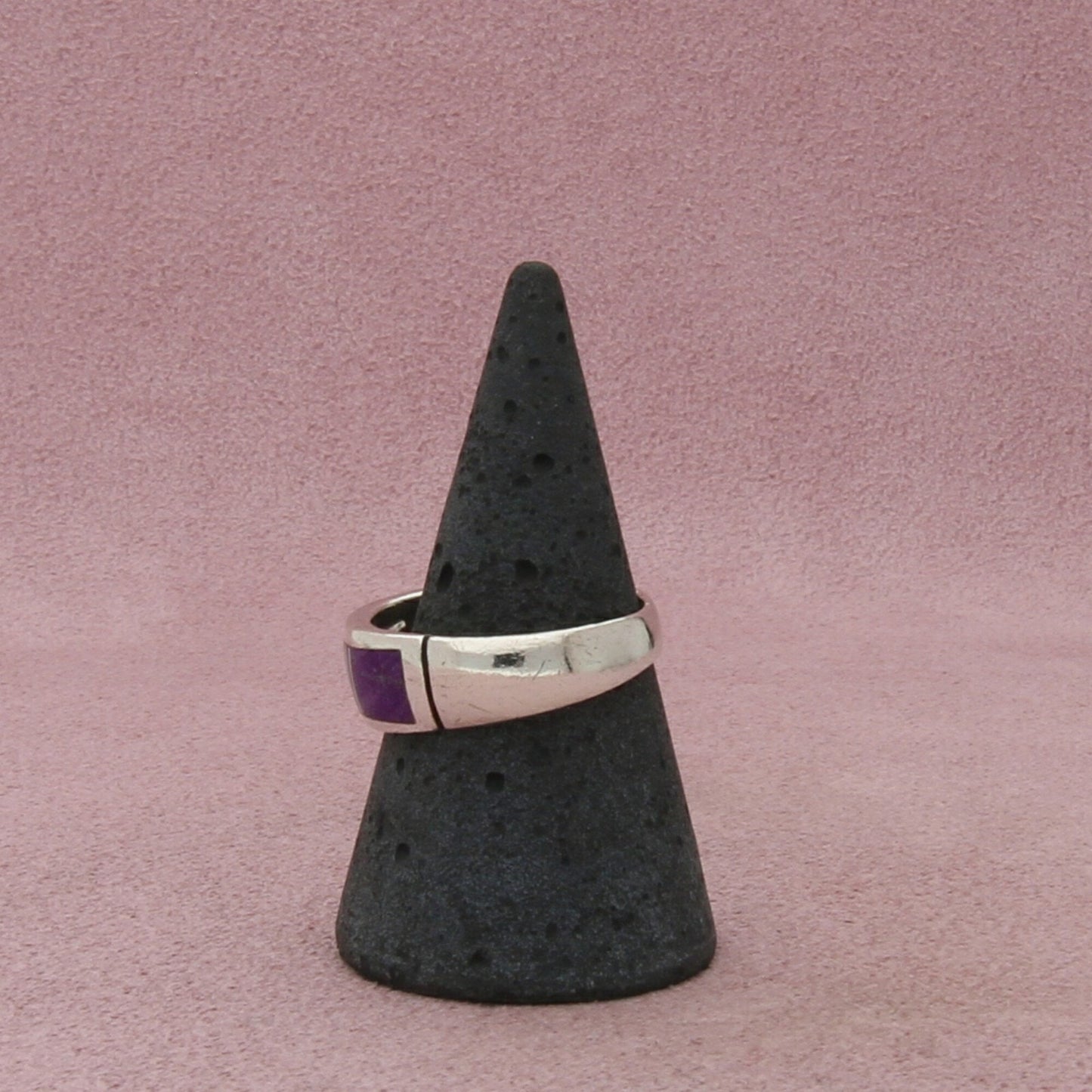 navajo sterling silver signed barney turquoise sugilite lapis ring size 8.25
