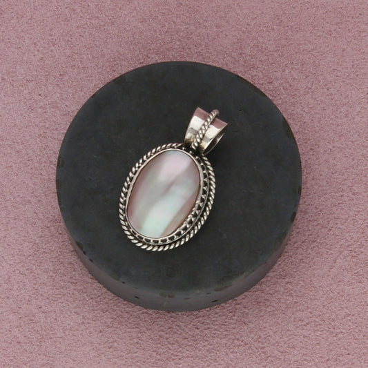 sterling silver vintage braided mabe pearl pendant