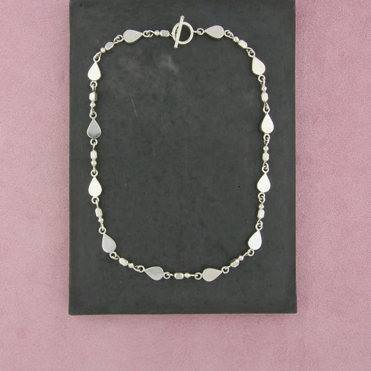 mexico sterling silver vintage tear drop link toggle necklace size 18in