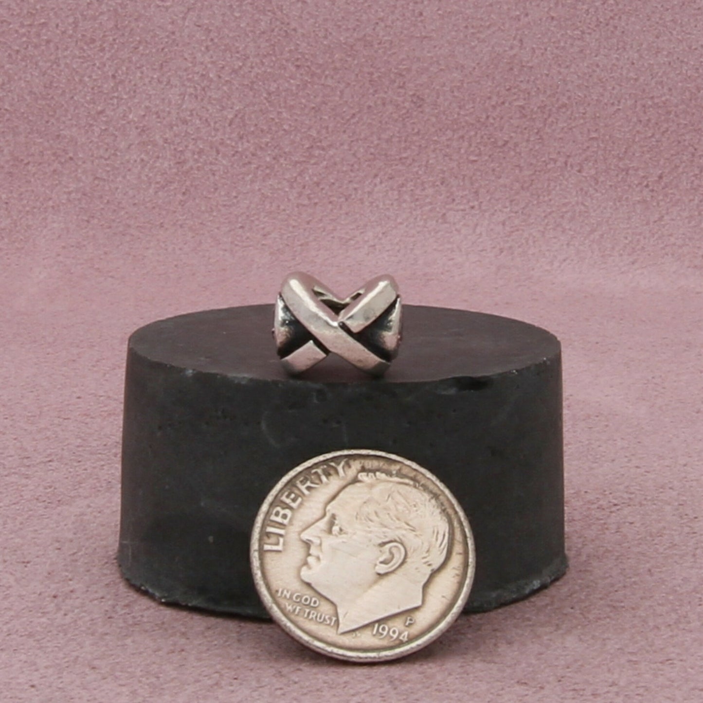 sterling silver pink cz european bead charm pendant