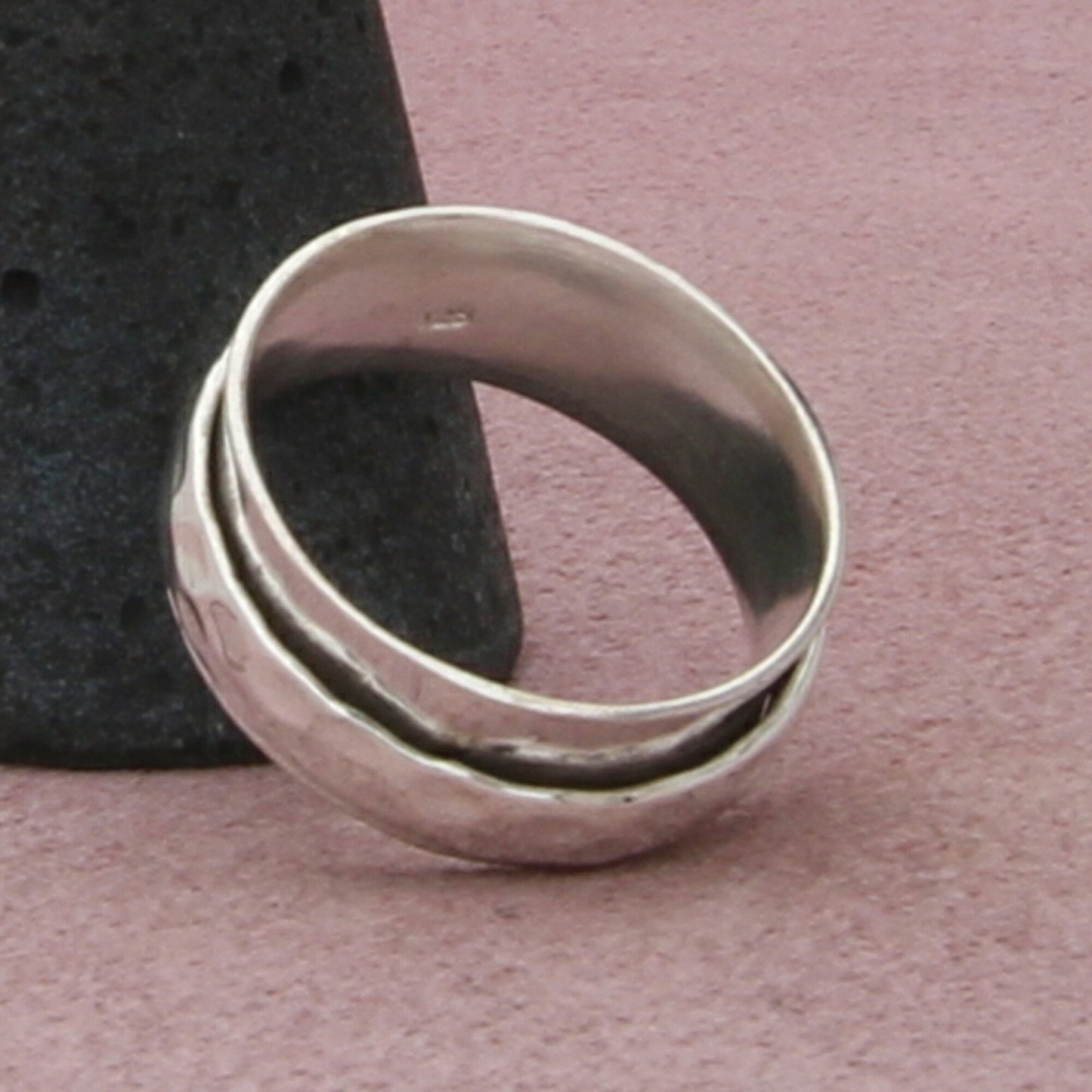 sterling silver hammered spinner band ring size 7