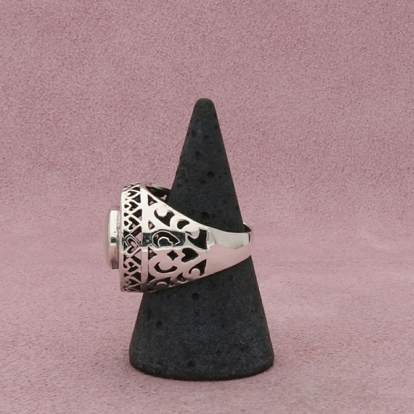 sterling silver scroll mother of pearl cocktail ring size 9