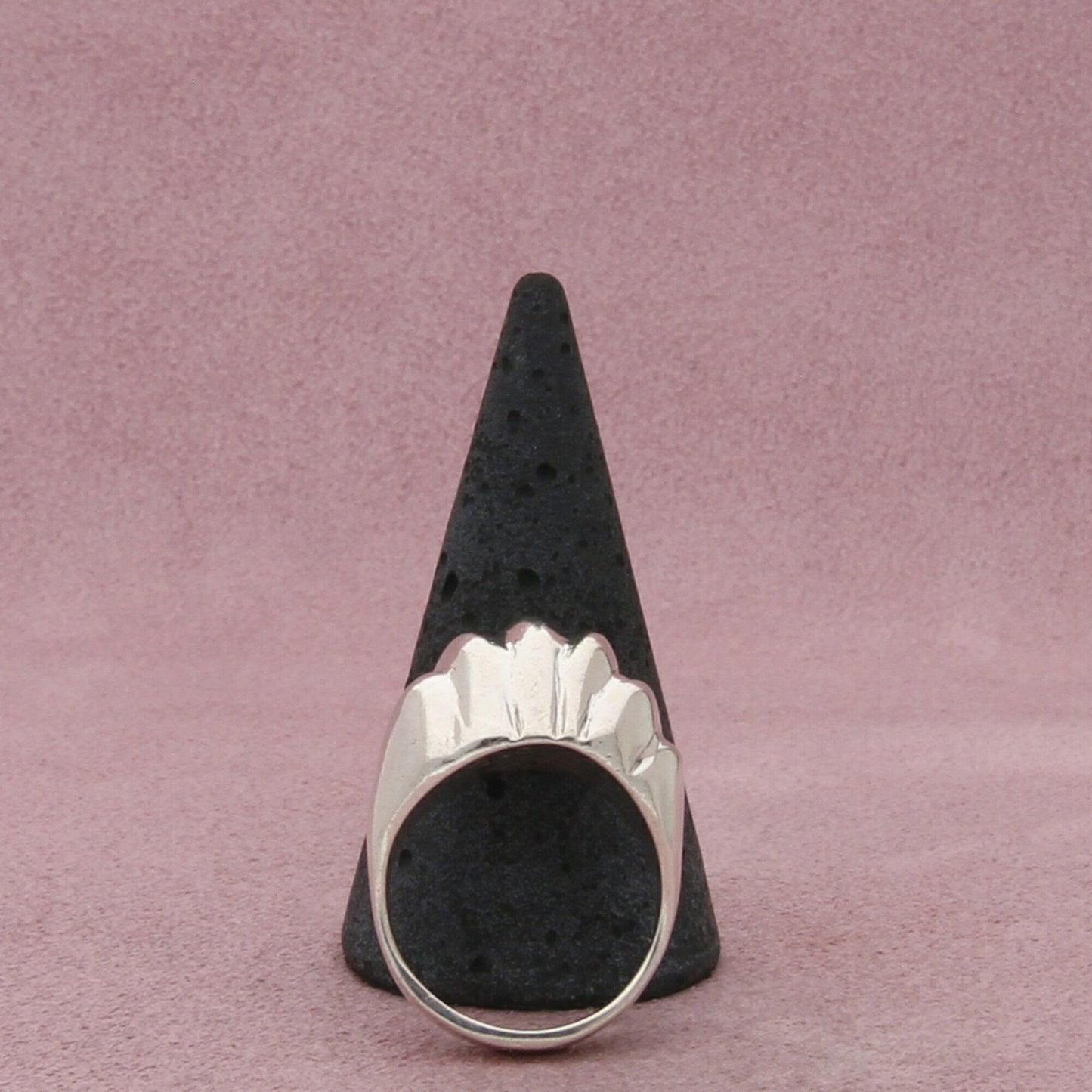 sterling silver vintage chunky scalloped dome ring size 6.75