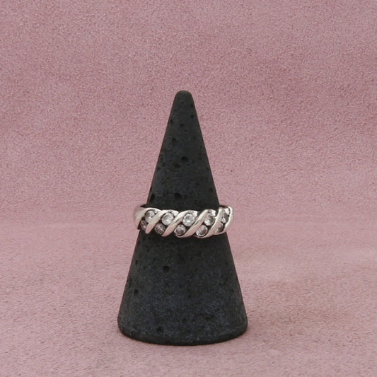 sterling silver round-cut cz band ring size 7