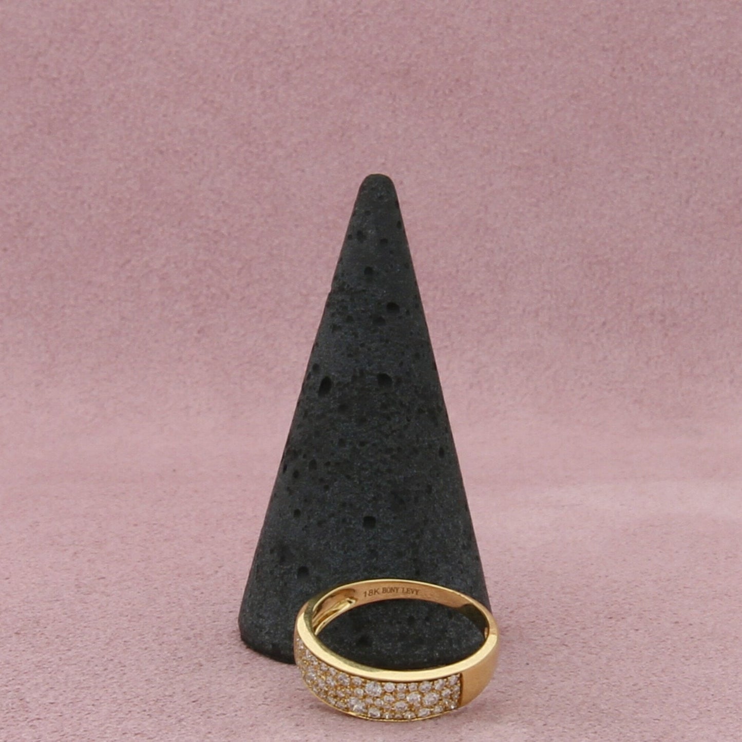 bony levy 18k yellow gold mika 0.316 ct pave diamond band ring size 6.5