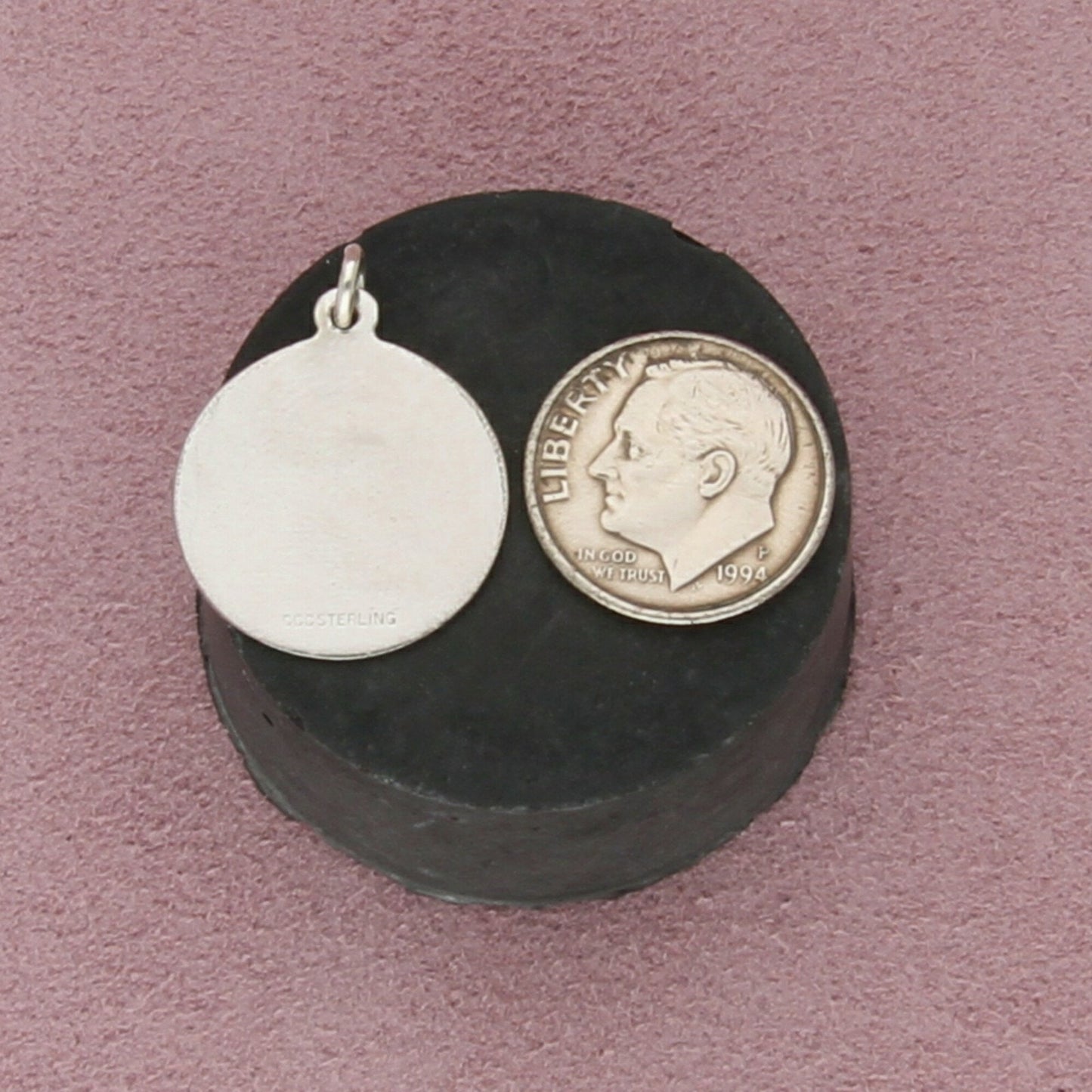 sterling silver vintage virgo disc charm pendant
