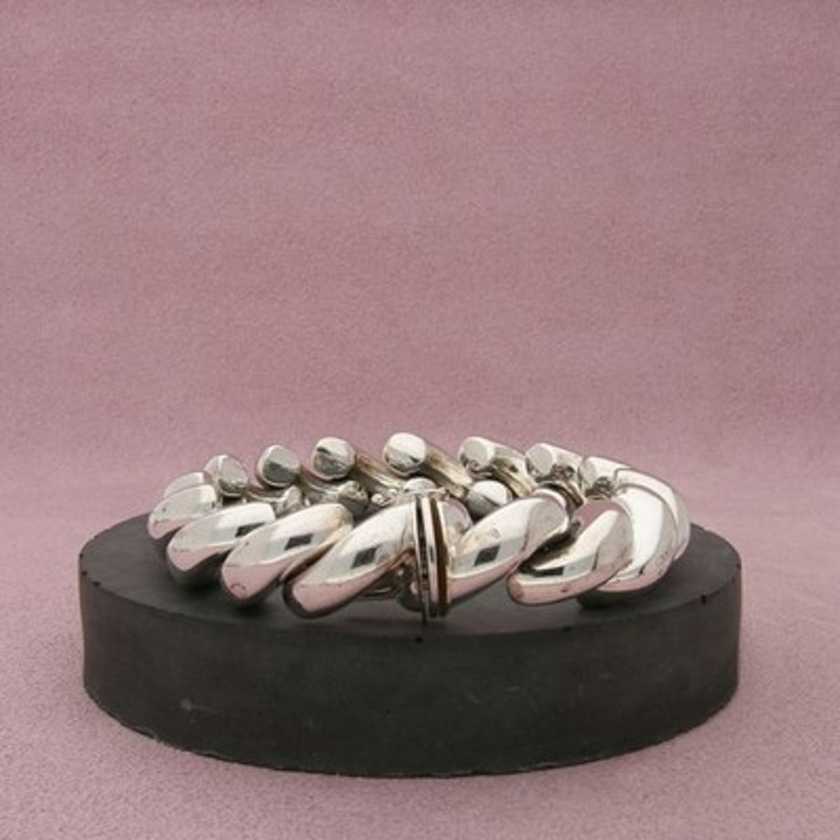 Sterling Silver Italy Chunky 13mm San Marco Link Bracelet Size 7in
