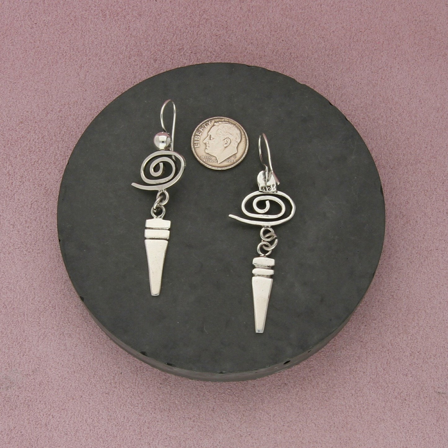 sterling silver swirl dangle earrings