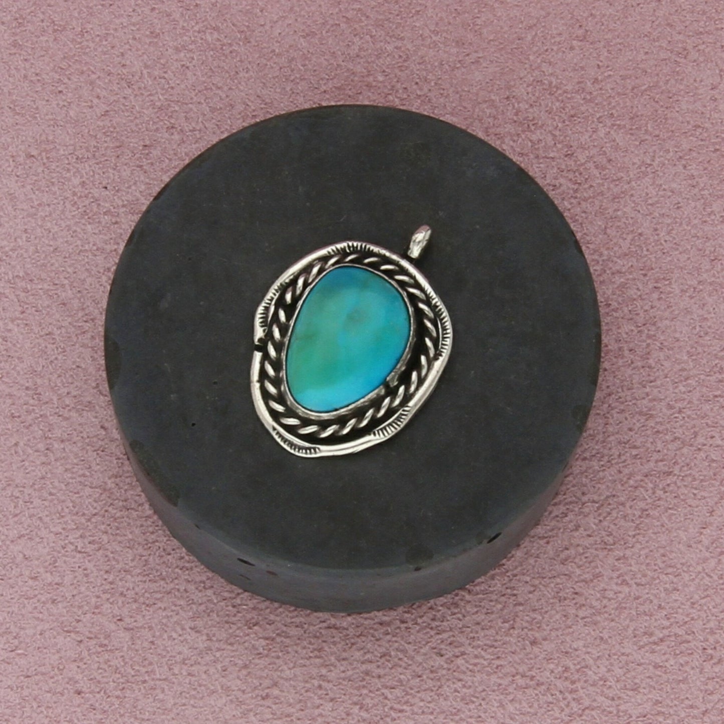 navajo sterling silver vintage braided turquoise pendant