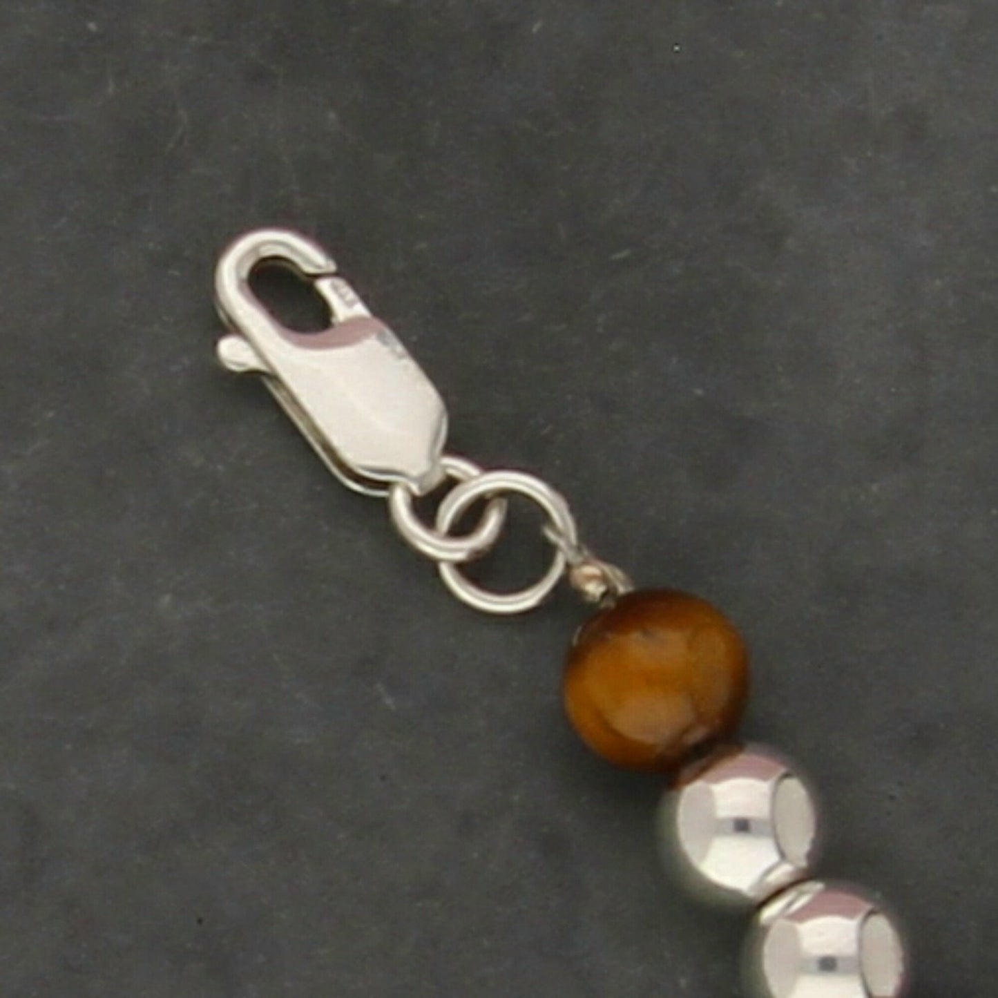 sterling silver tigers eye bead bracelet size 6.75in