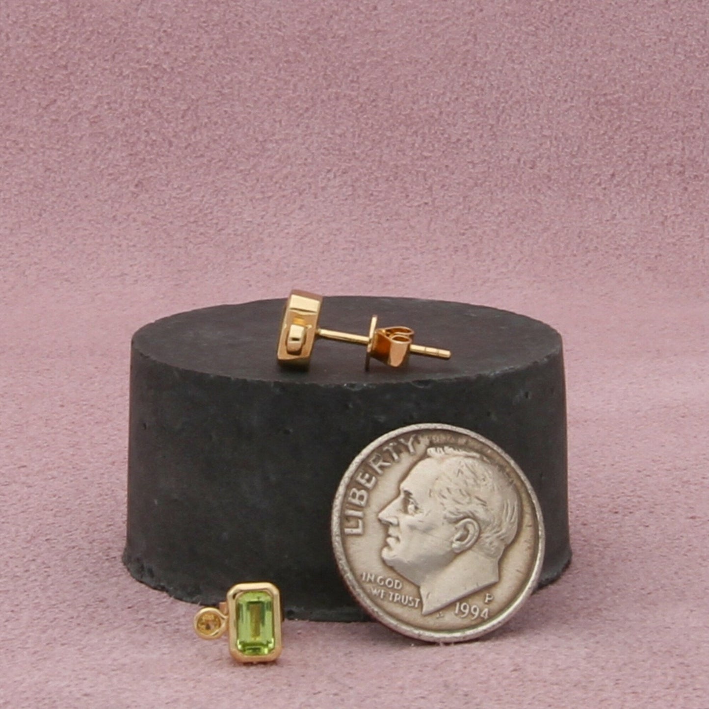 bony levy 14k yellow gold iris peridot & citrine stud earrings