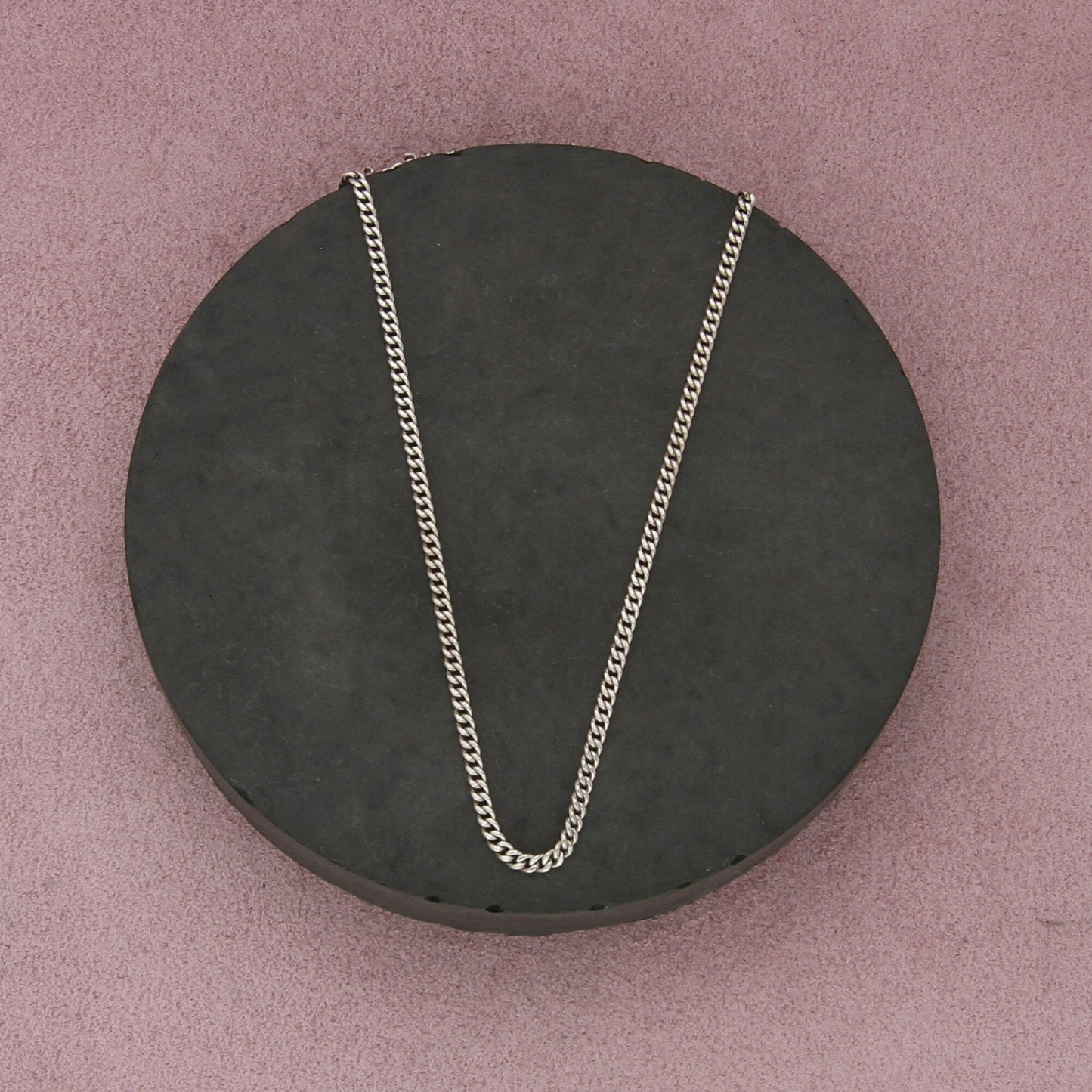 sterling silver vintage 2mm claspless curb chain necklace size 25in