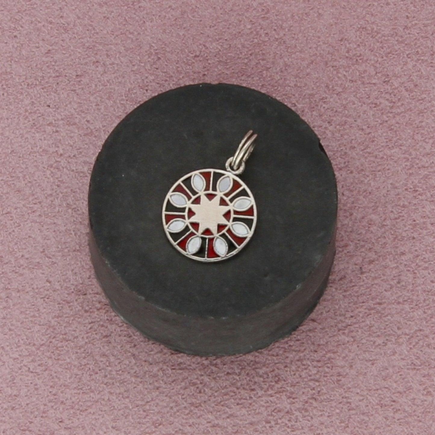 sterling silver vintage enamel pennsylvania dutch hex sign charm pendant