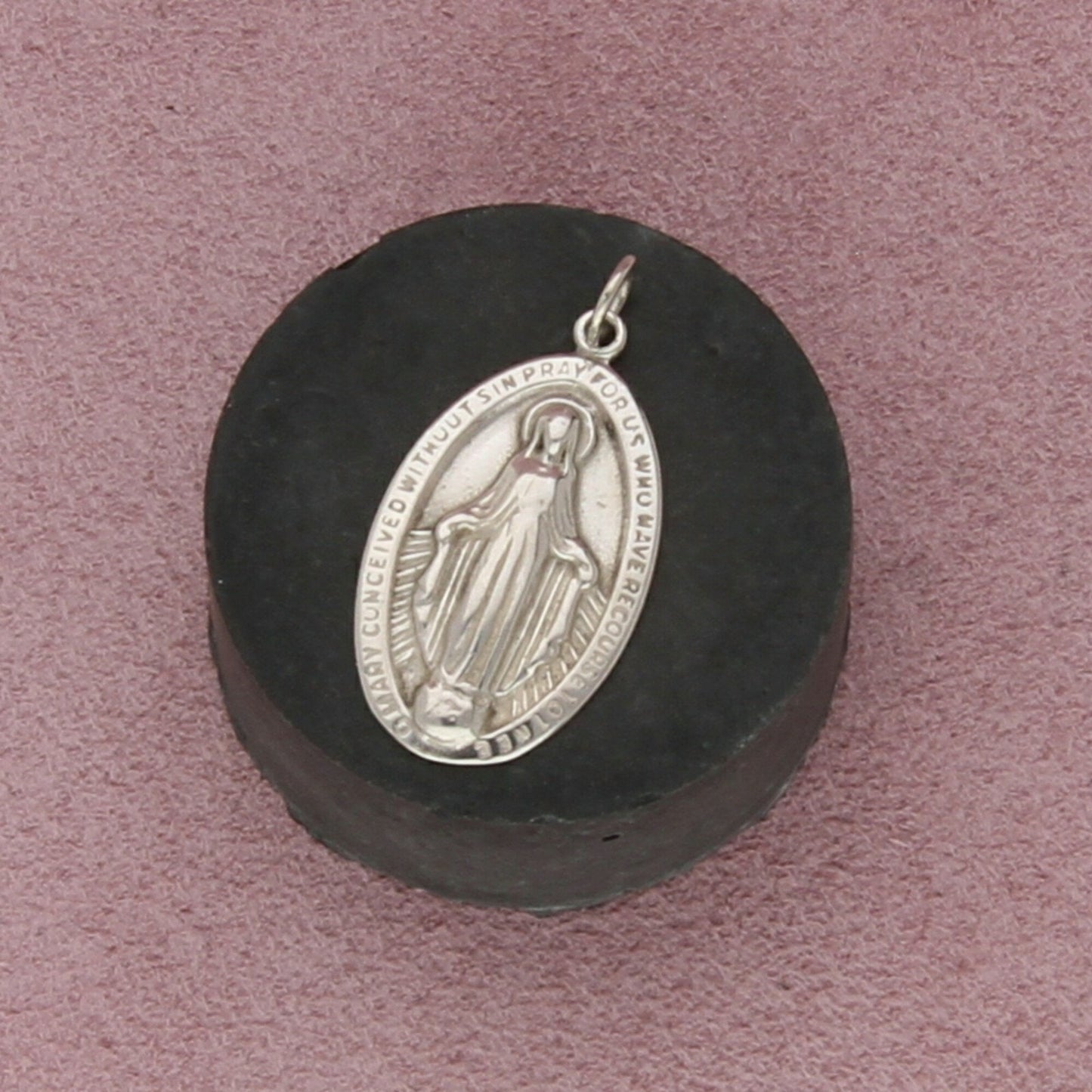 sterling silver vintage catholic virgin mary miraculous medal pendant