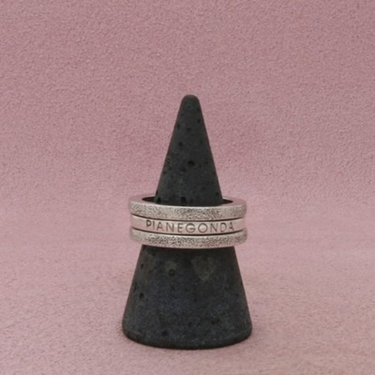 Pianegonda Sterling Silver Italy Three-Band Stack Textured Ring Size 8.5