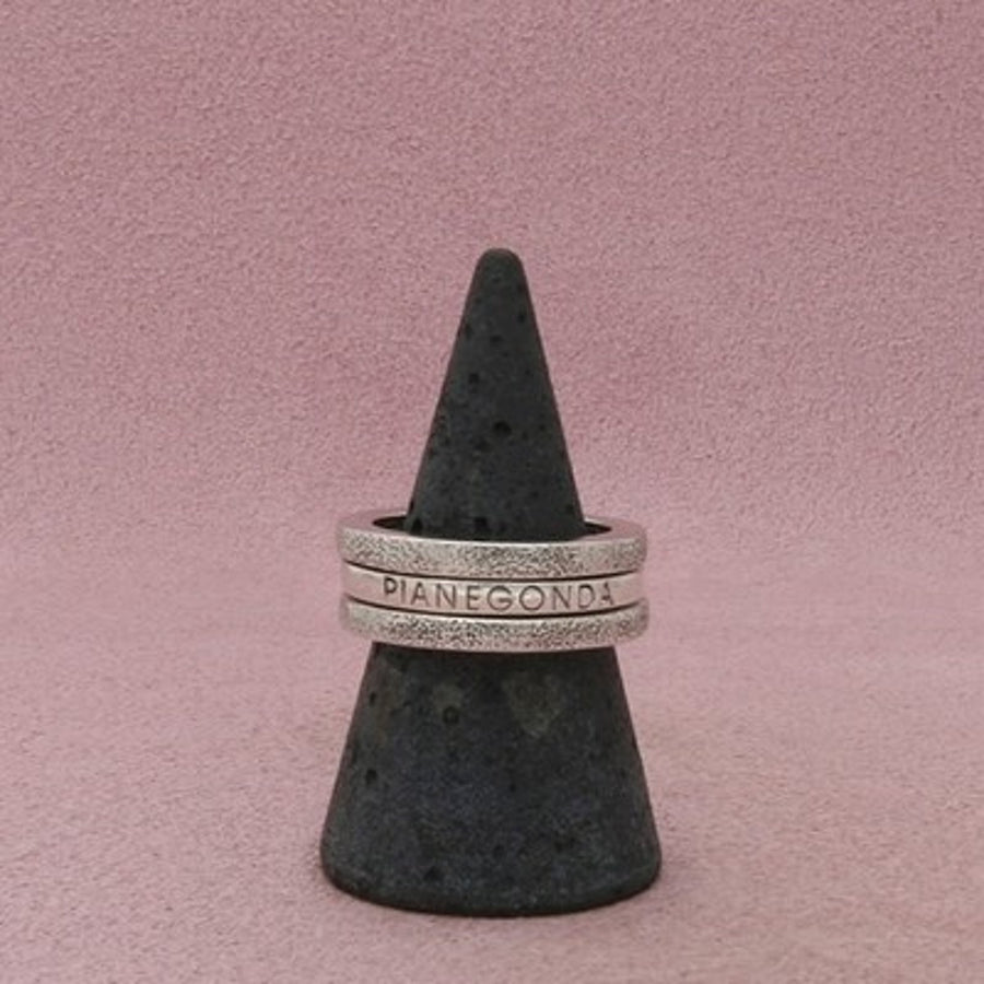 Pianegonda Sterling Silver Italy Three-Band Stack Textured Ring Size 8.5