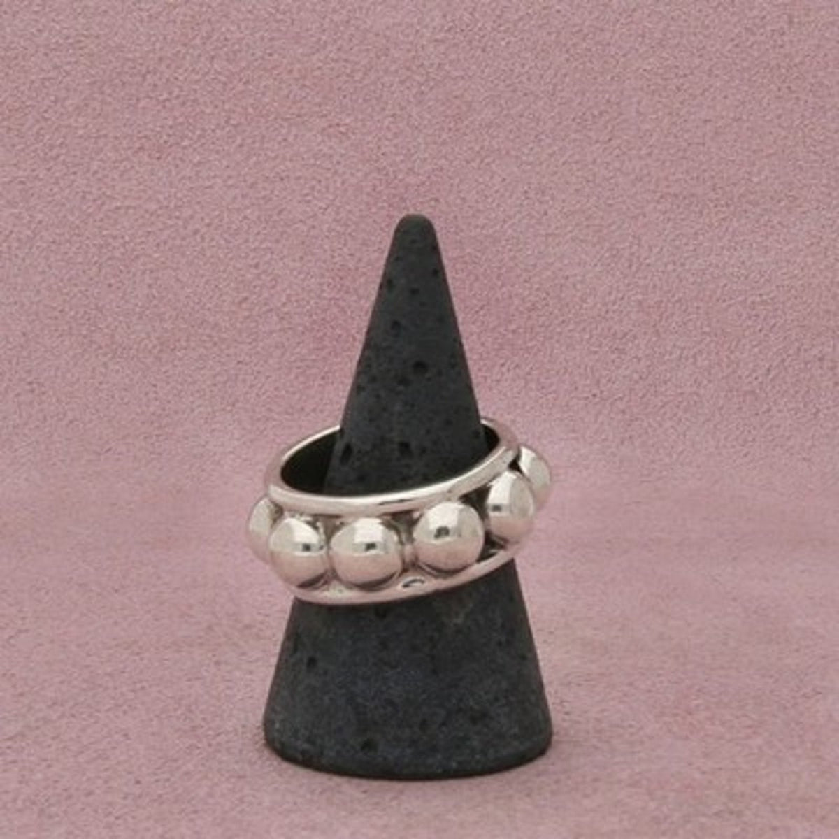Sterling Silver Vintage Men's Beaded Raised Dome Band Ring Size 9.75