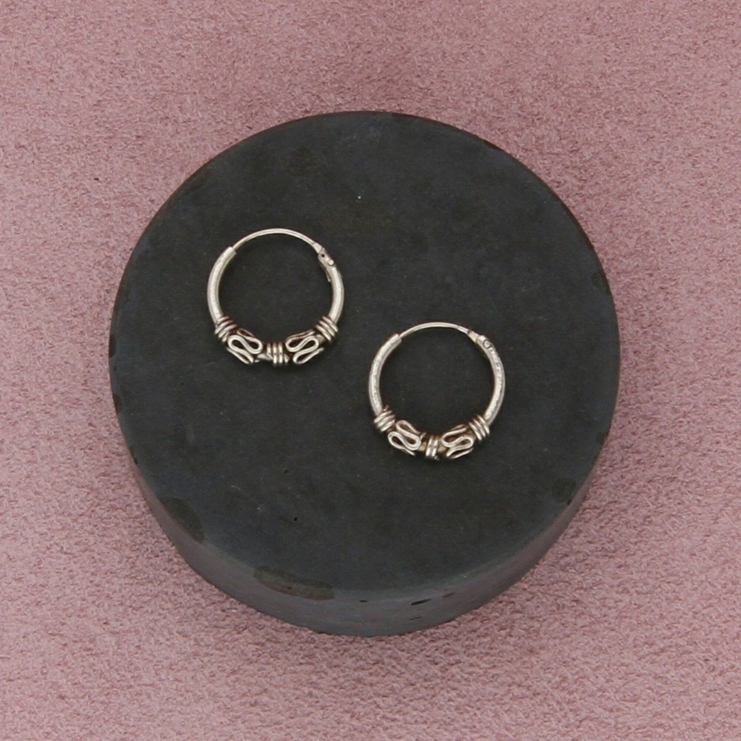 sterling silver 15mm bali sukawati lace hoop earrings