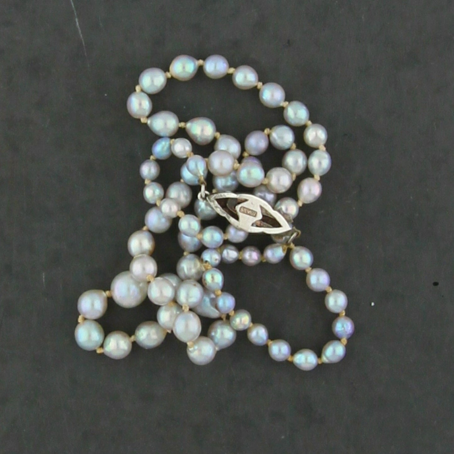 sterling silver vintage 3mm pearl necklace size 18in