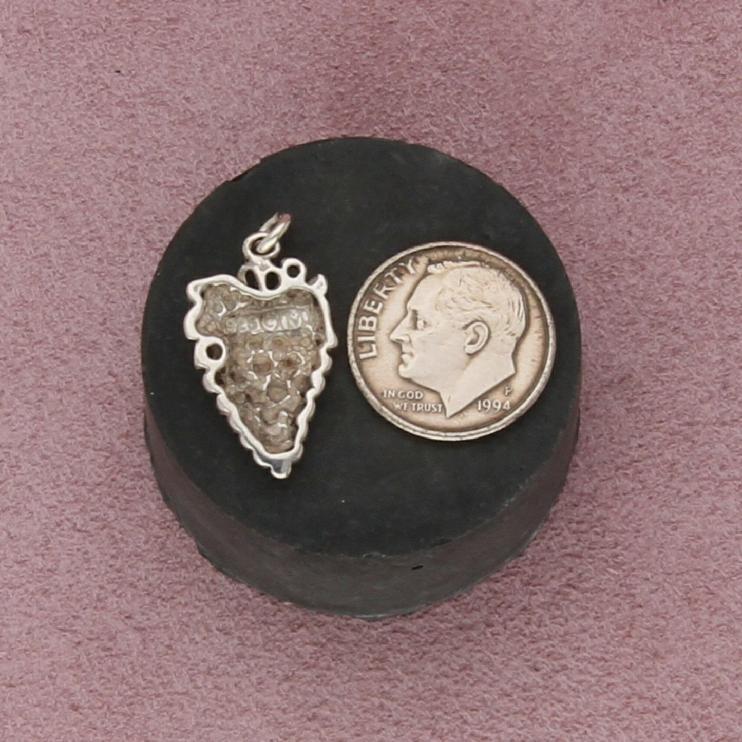 sterling silver vintage grape bunch charm pendant