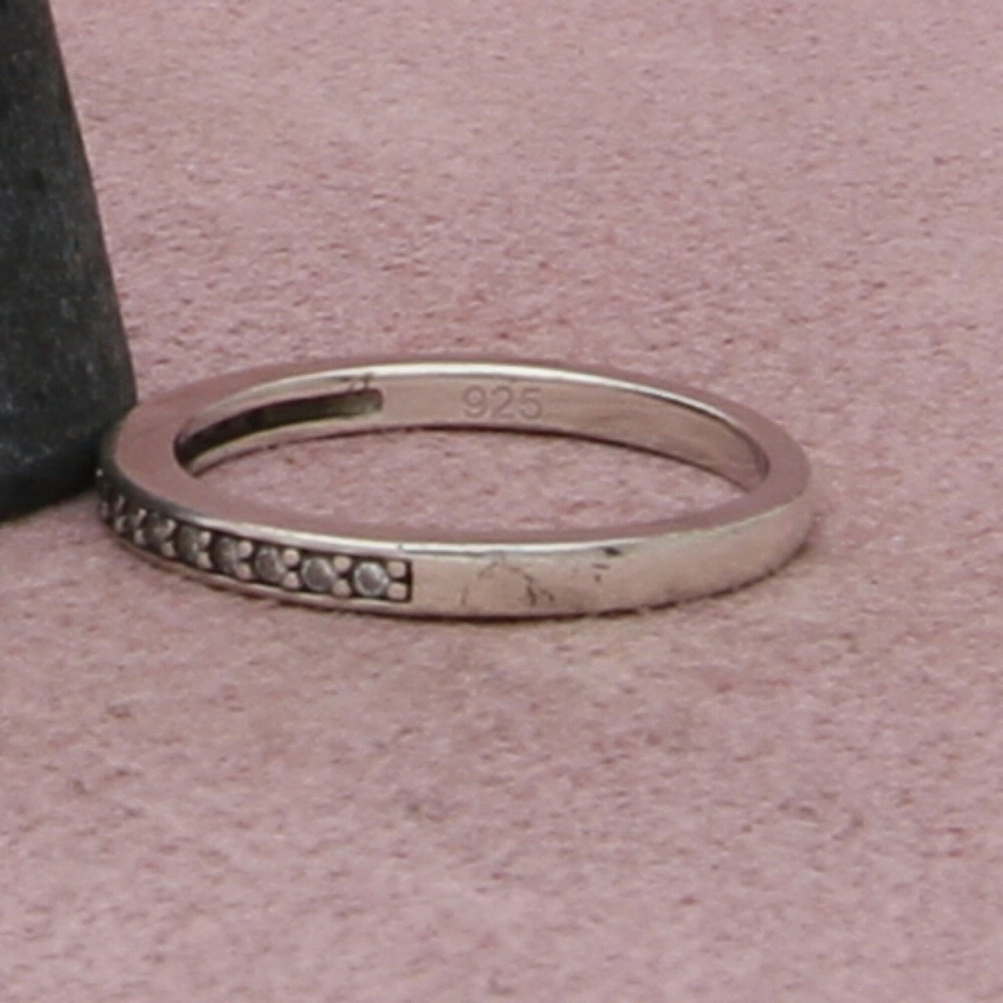 sterling silver dainty cz stack band ring size 7