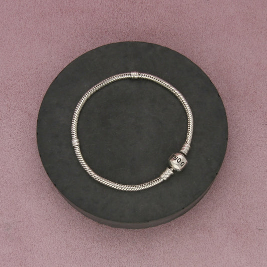 pandora sterling silver barrel clasp snake chain charm bracelet size 7in