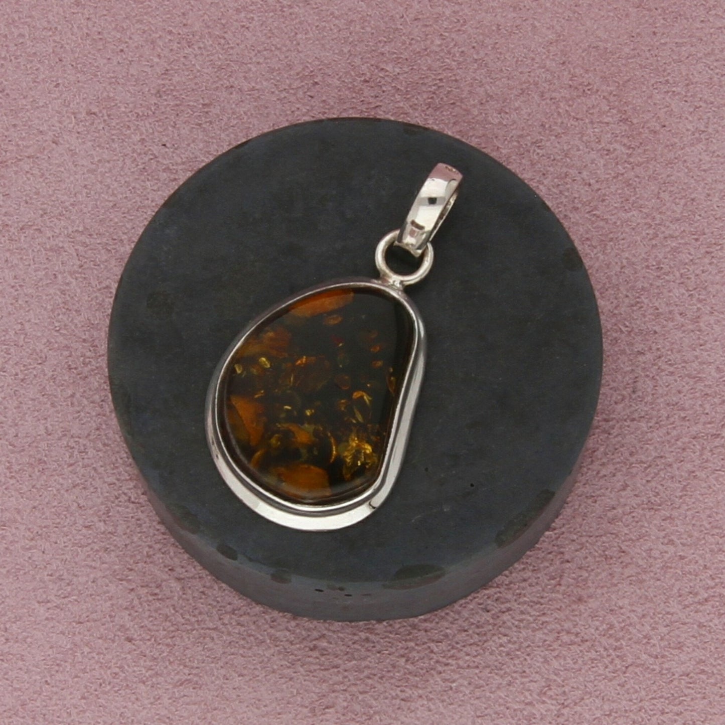 sterling silver chunky amber pendant