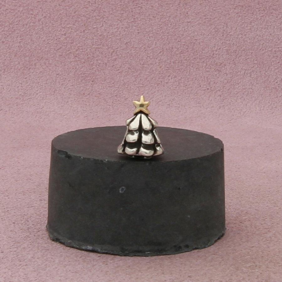 pandora sterling silver & 14k gold authentic christmas tree bead (790365) charm