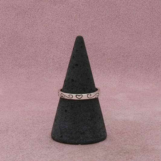 sterling silver floral stack band ring size 7.75
