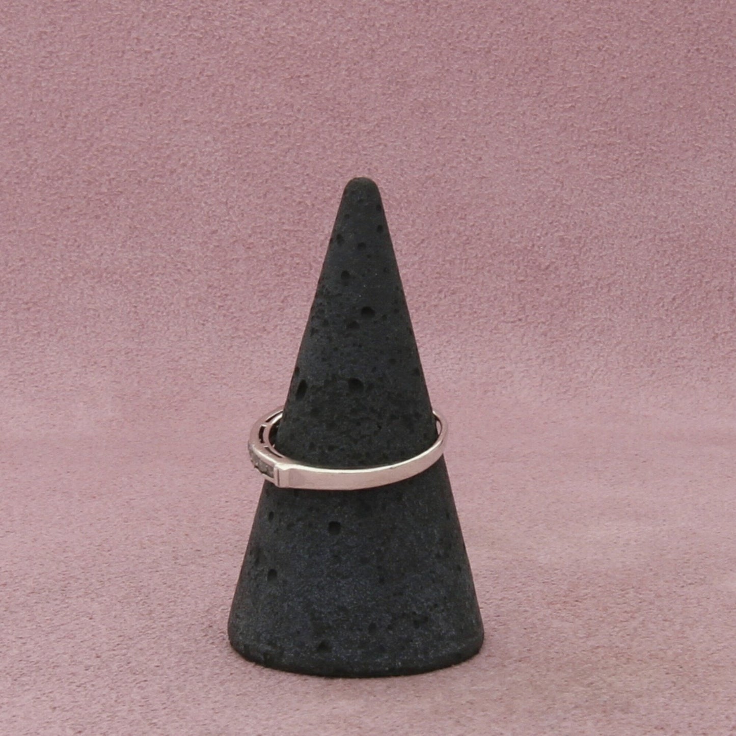 sterling silver dainty 2mm channel-set cz band ring size 7.5