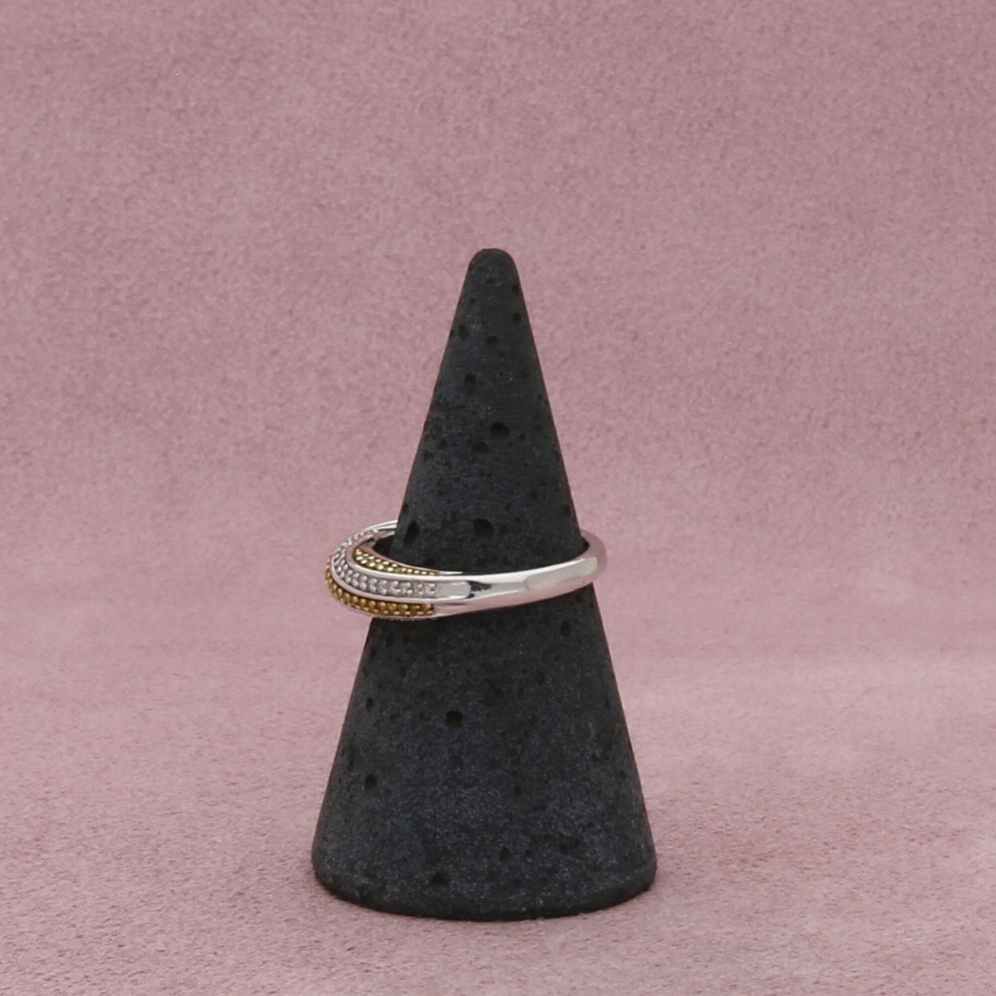 affinity sterling silver yellow & white diamond band ring size 5.75