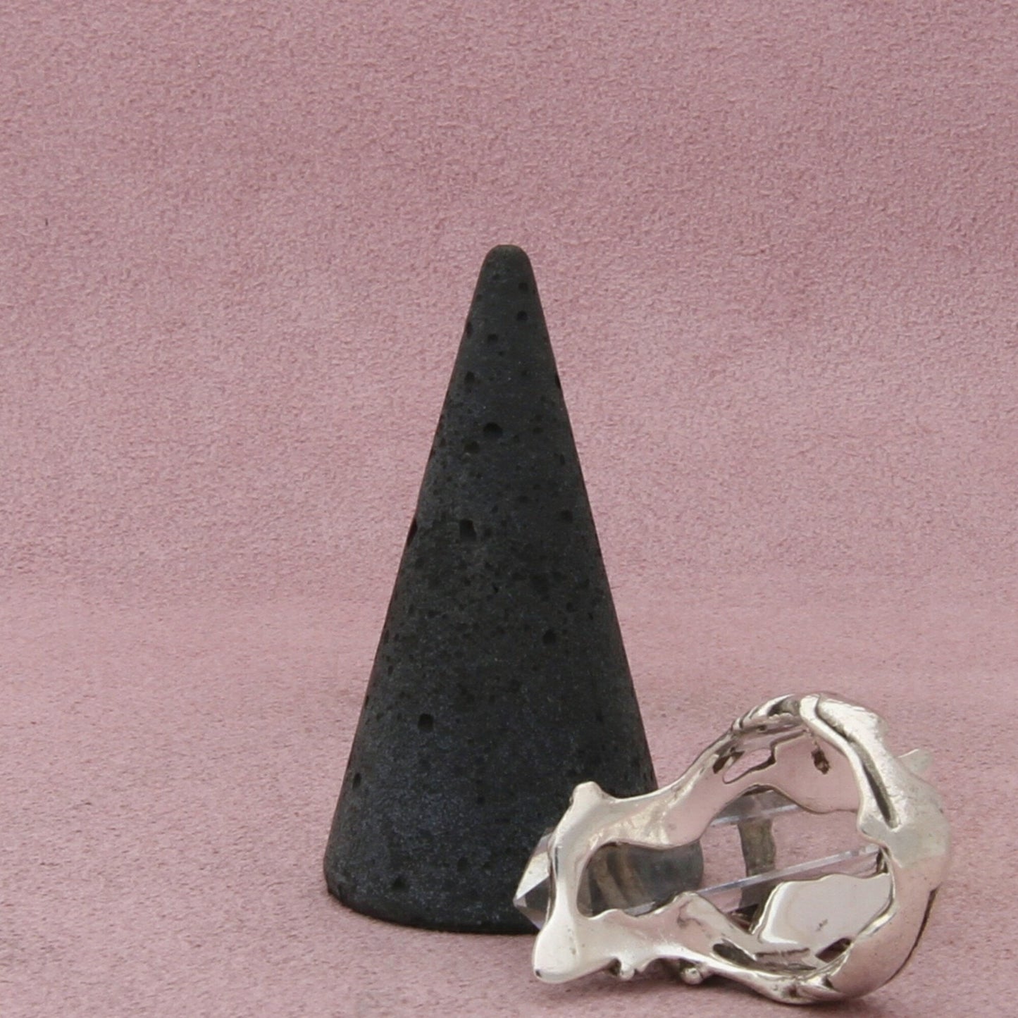 sterling silver vintage artisan crafted healing crystal ring size 6.5
