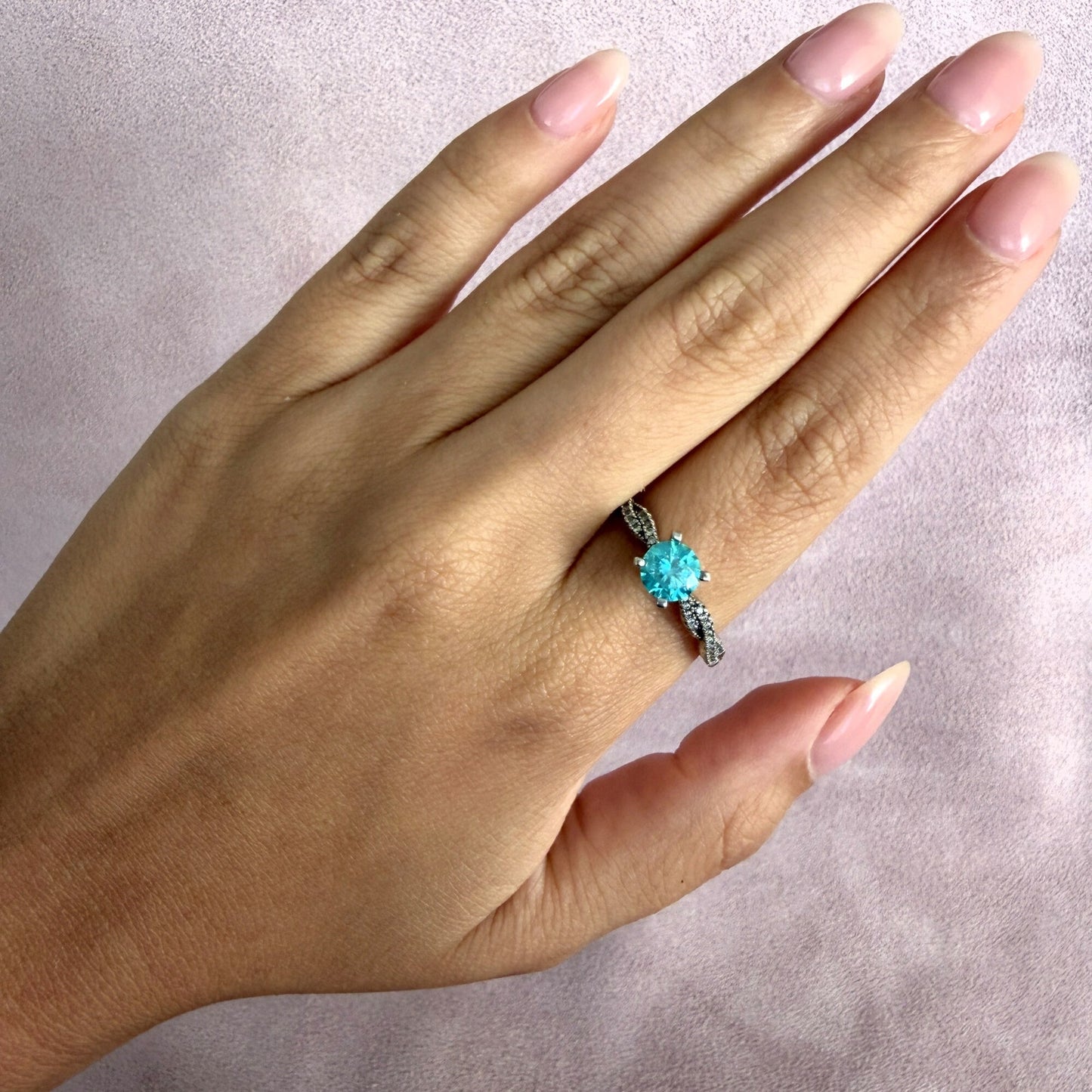 sterling silver round-cut blue cz ring size 10.75