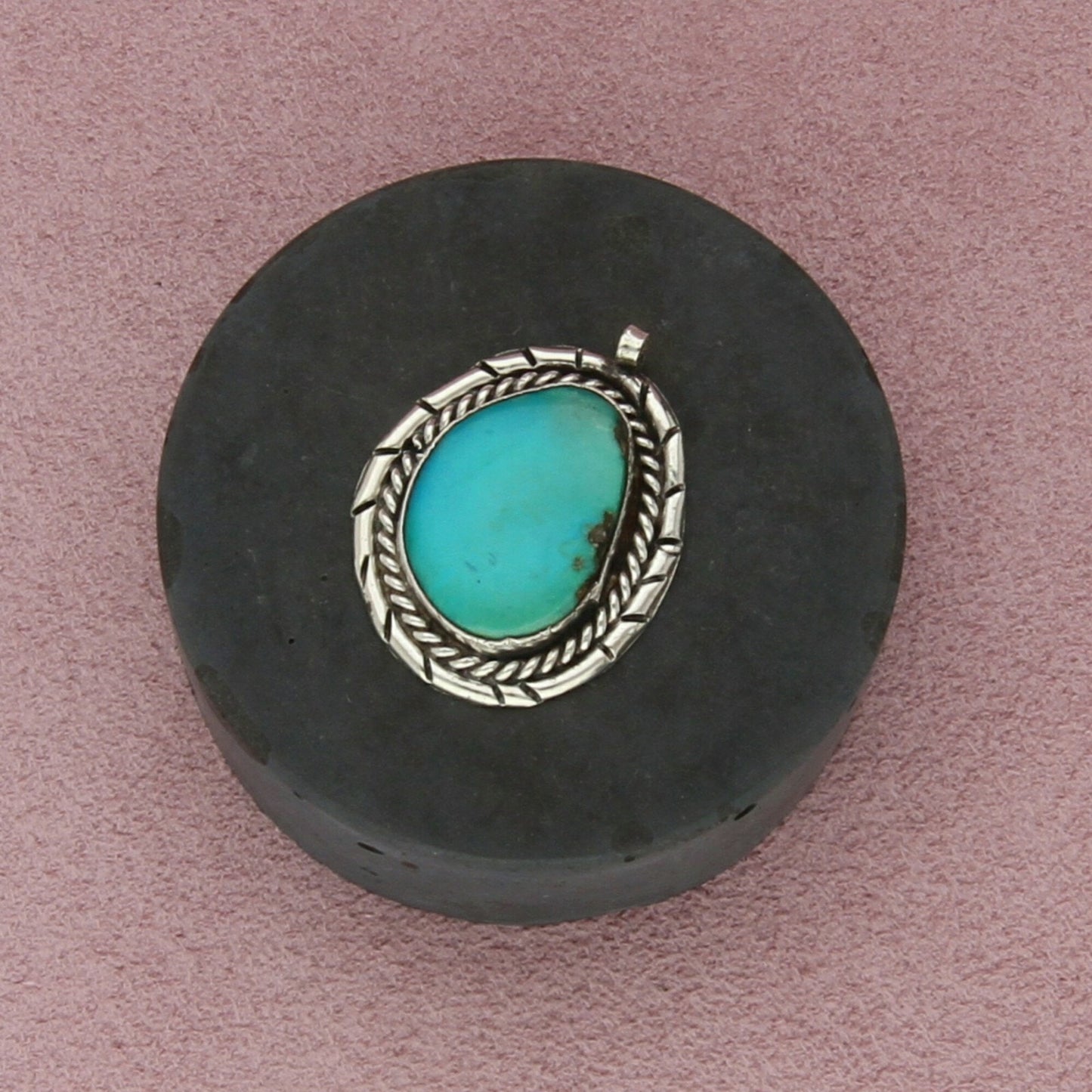 navajo sterling silver vintage braided turquoise pendant