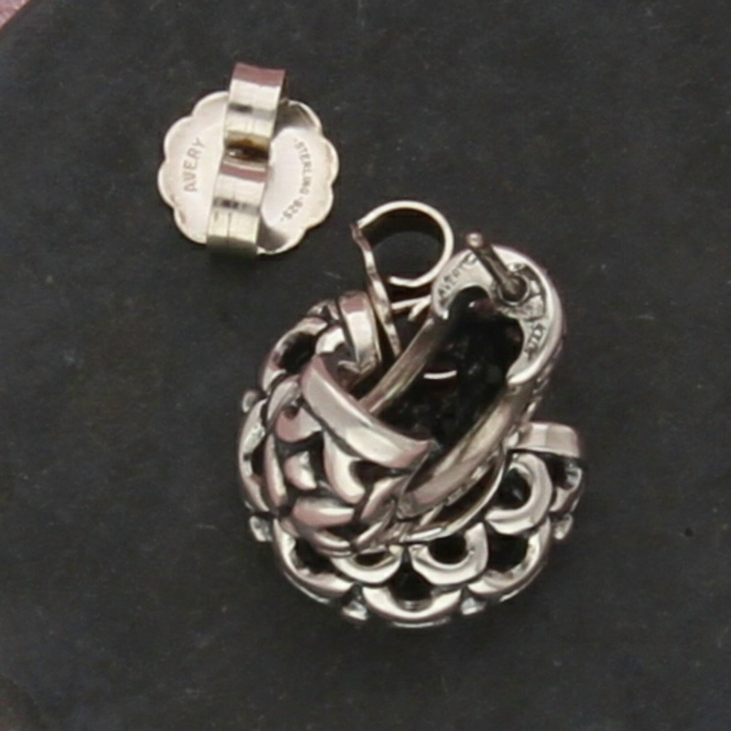 james avery sterling silver retired dotted lace half hoop earrings