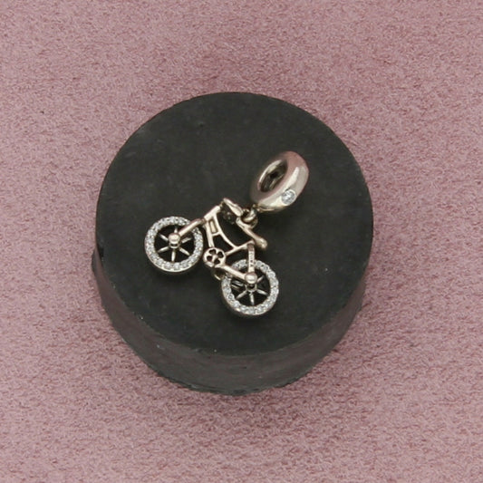 pandora sterling silver authentic cz bicycle dangle bead (797858) charm