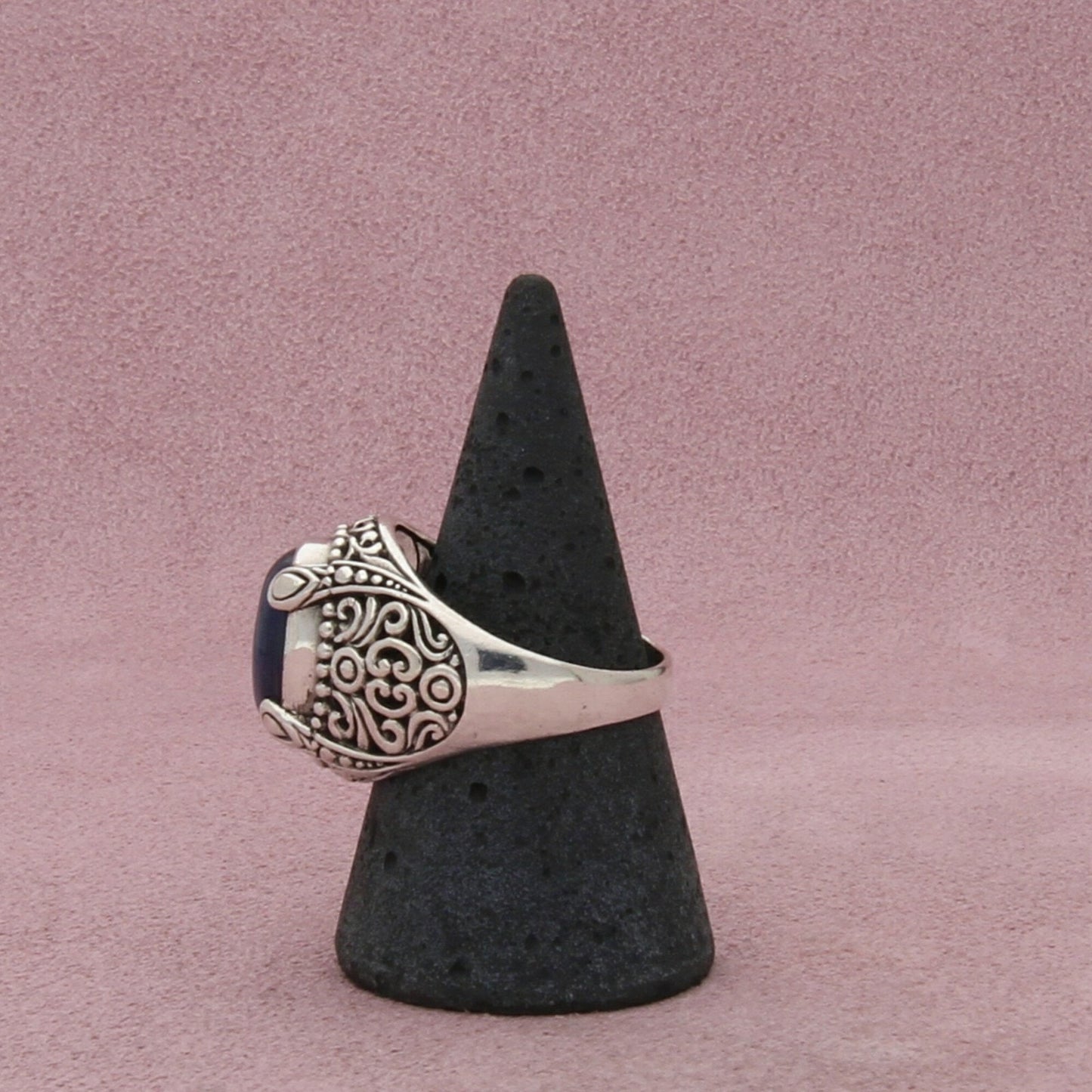 sterling silver beaded scroll kyanite cabochon ring size 9