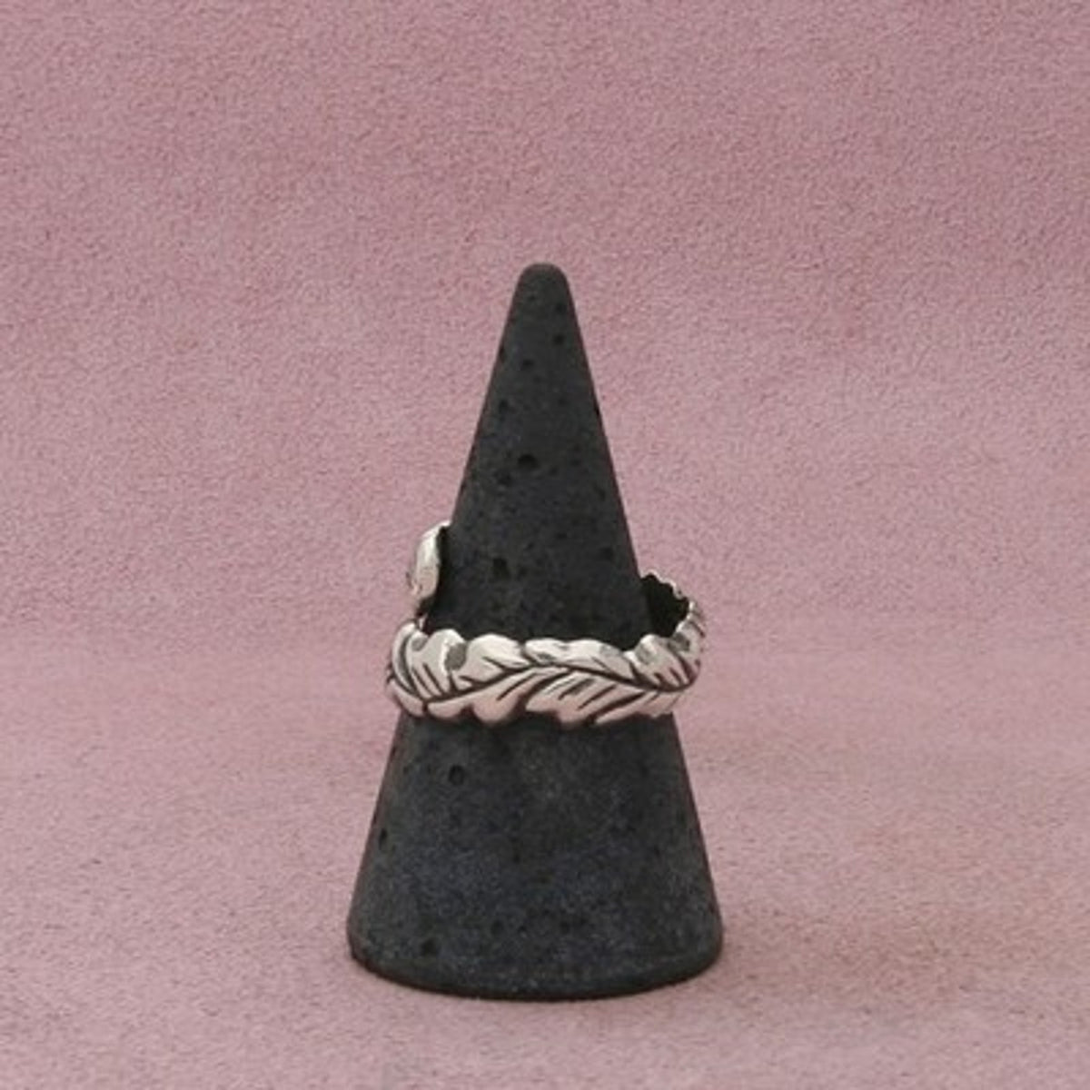 Sterling Silver Vintage Carved Leaf Bypass Ring Size 8