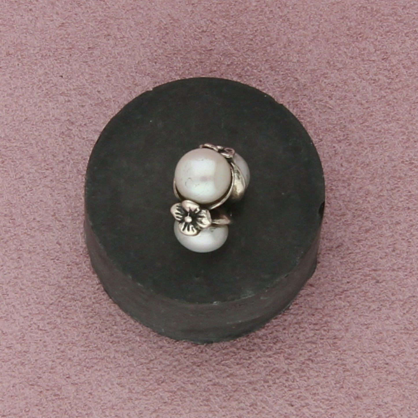 trollbeads sterling silver triple pearl floral retired bead charm