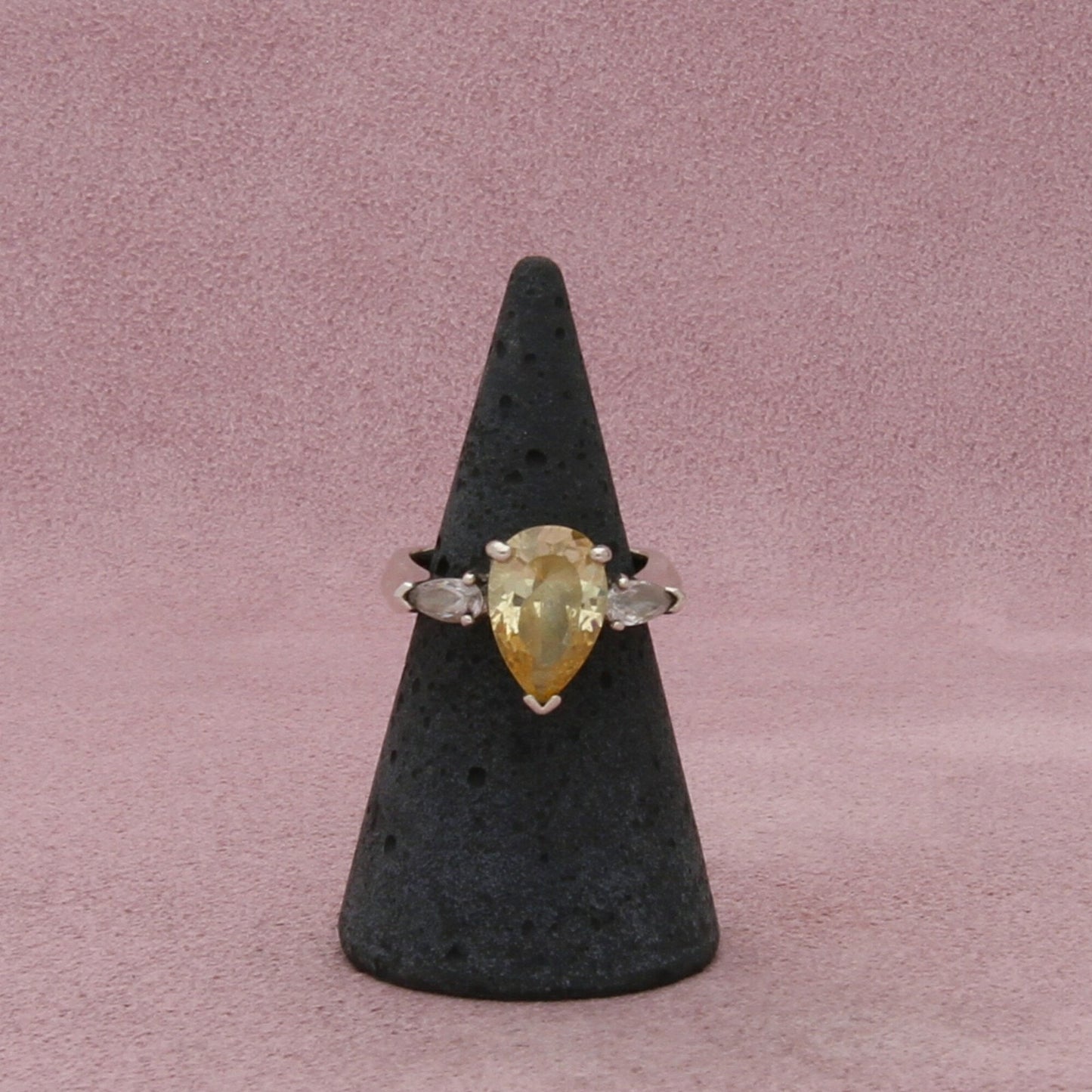 avon sterling silver pear-cut yellow cz engagement ring size 6