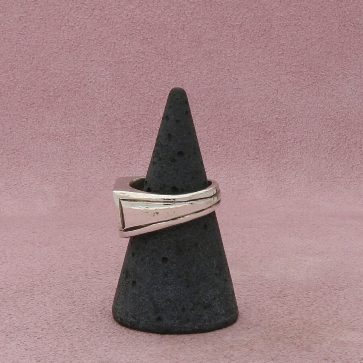 sterling silver vintage artisan crafted fish bones signet ring size 6.75