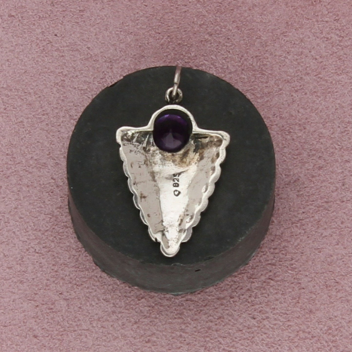 sterling silver marasite studded amethyst pendant