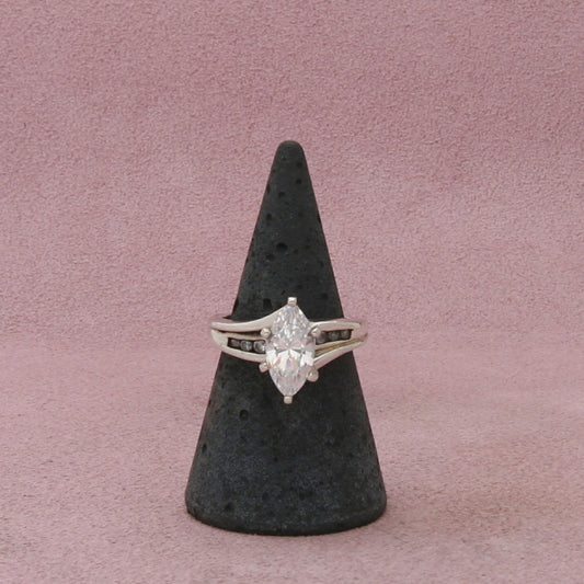 sterling silver marquise-cut cz engagement ring size 7