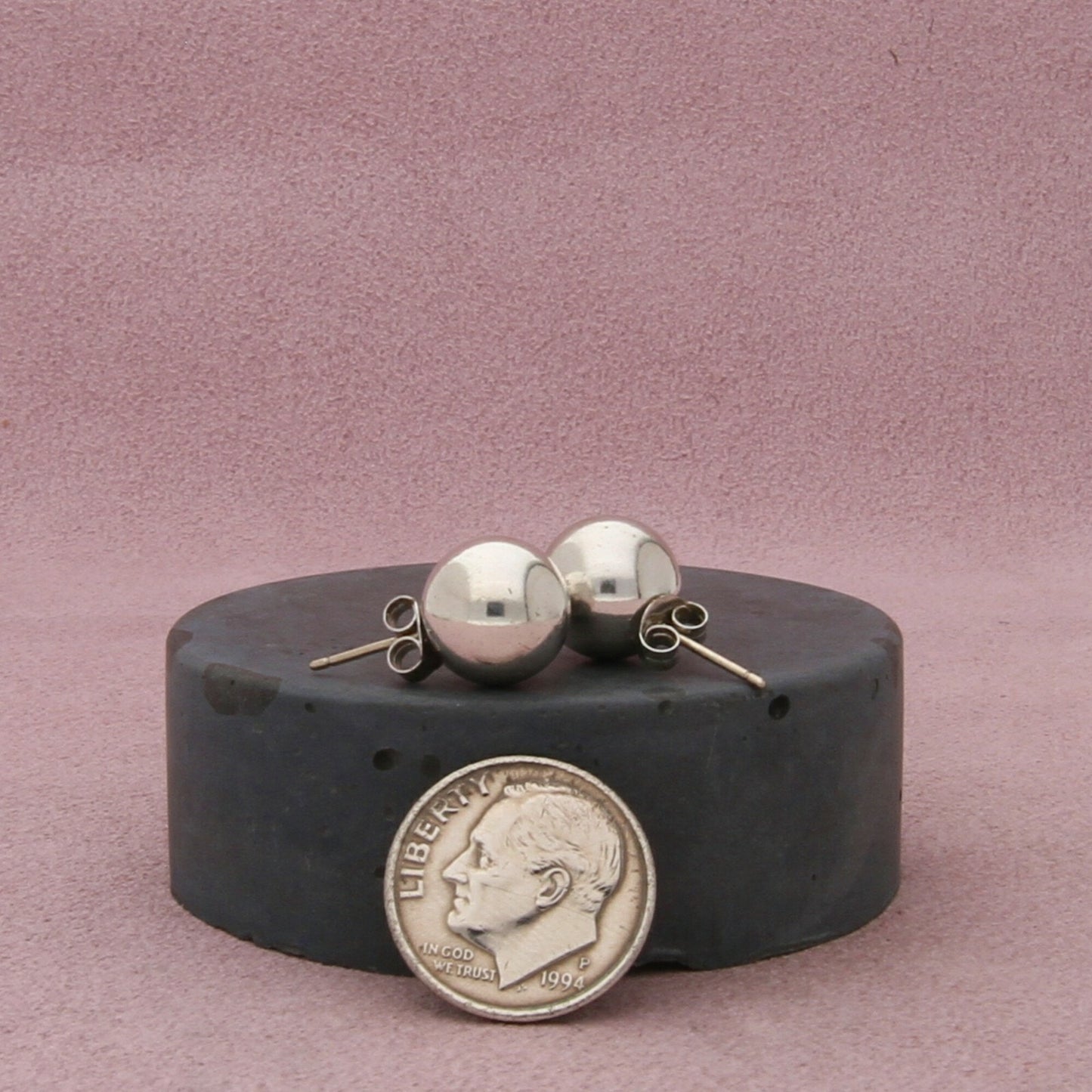 sterling silver 10mm classic ball bead stud earrings