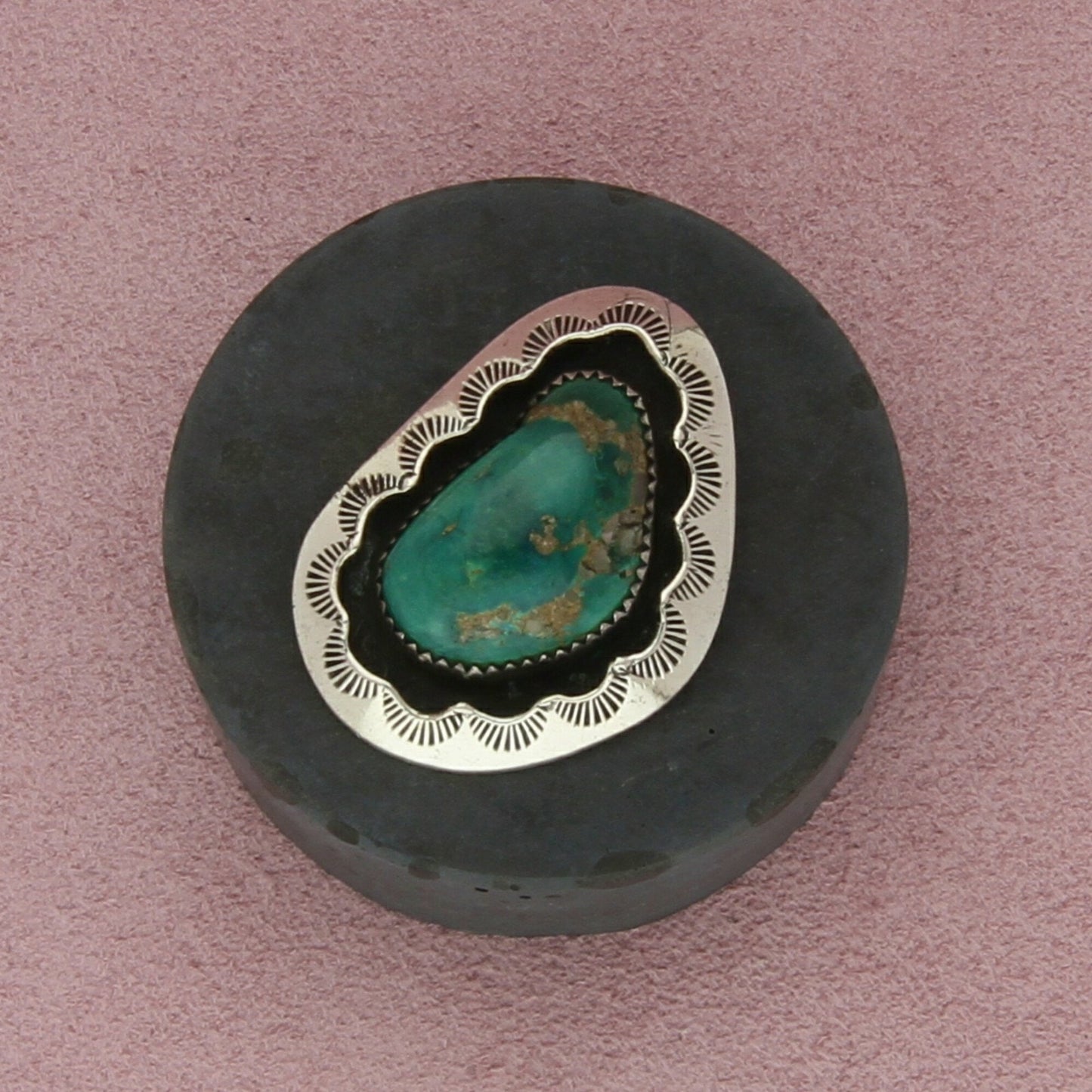 navajo sterling silver vintage shadow box turquoise pendant
