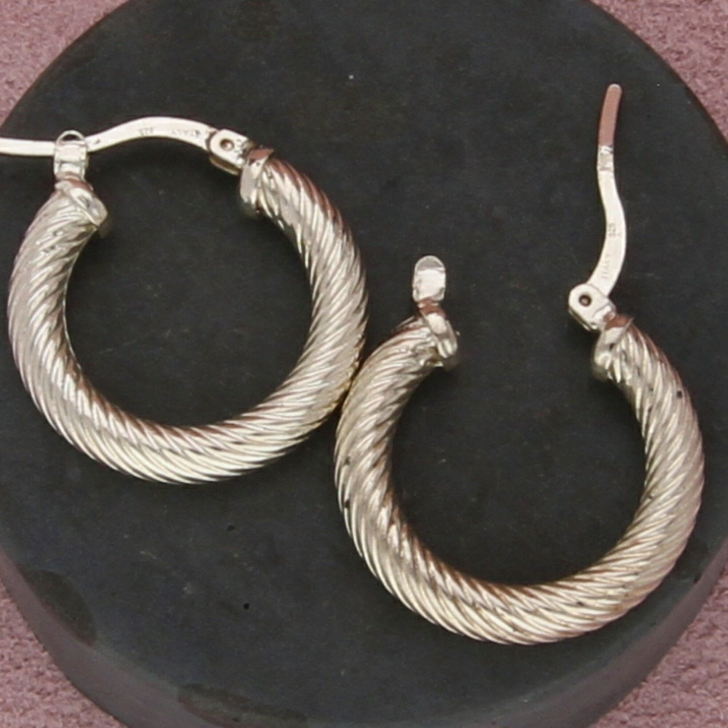sterling silver 23mm twisted cable snap-post hoop earrings