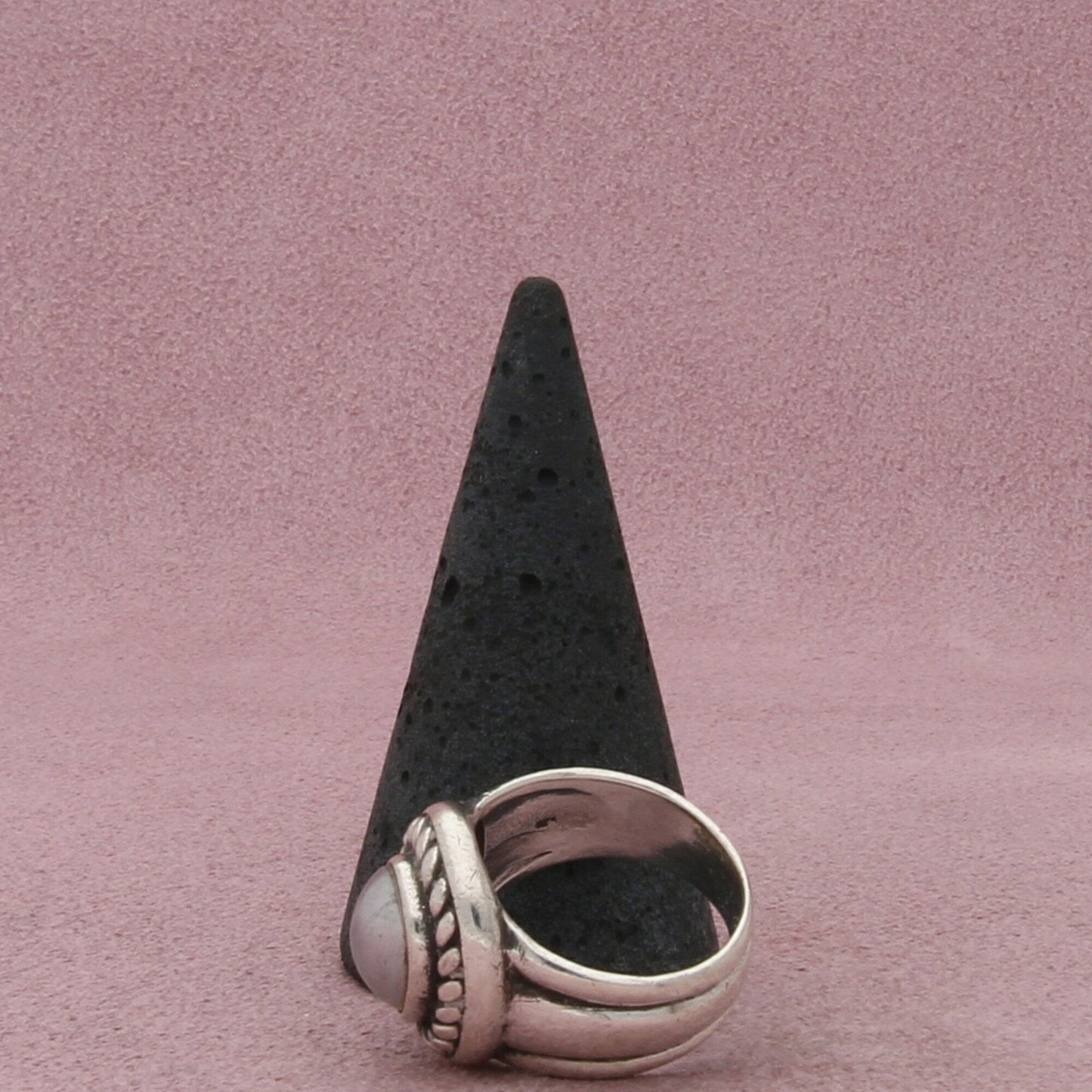 sterling silver braided grey pearl ring size 7