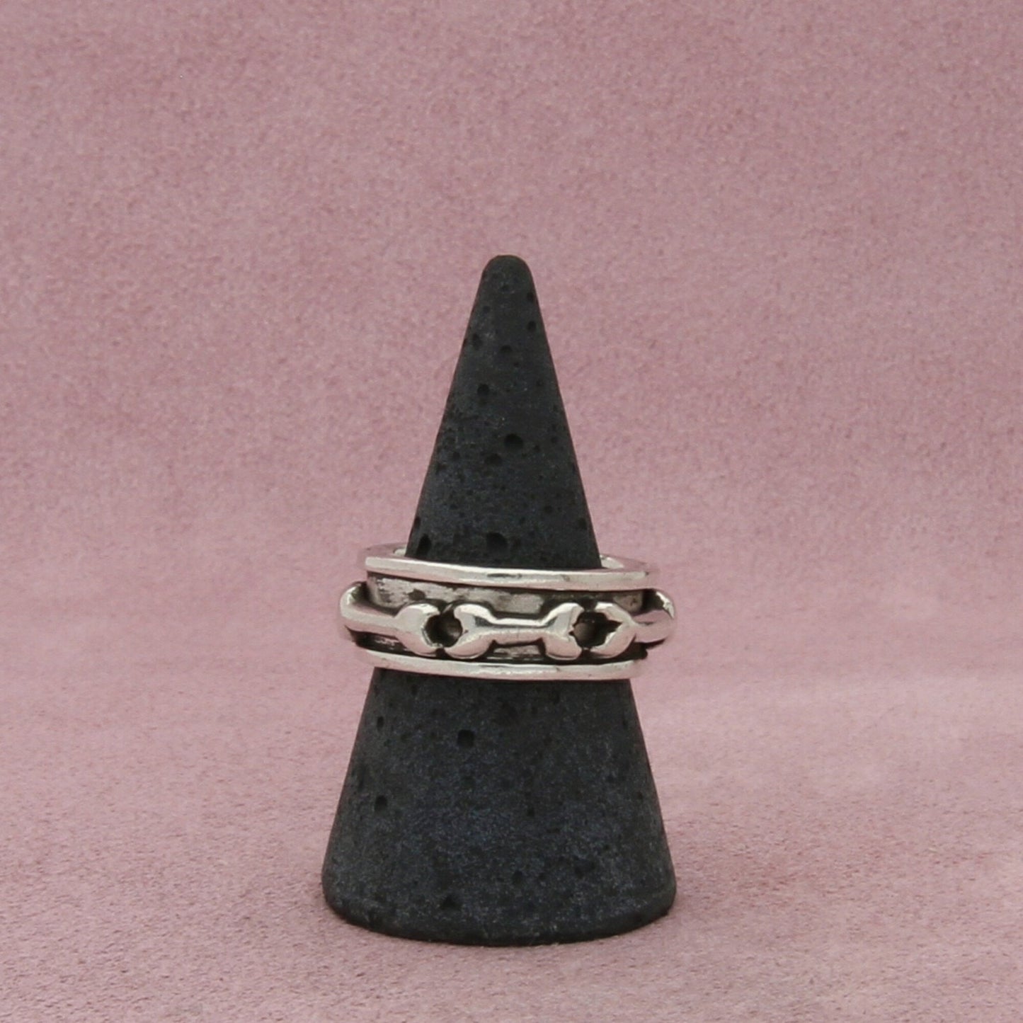 sterling silver mens vintage bones spinner band ring size 8.75