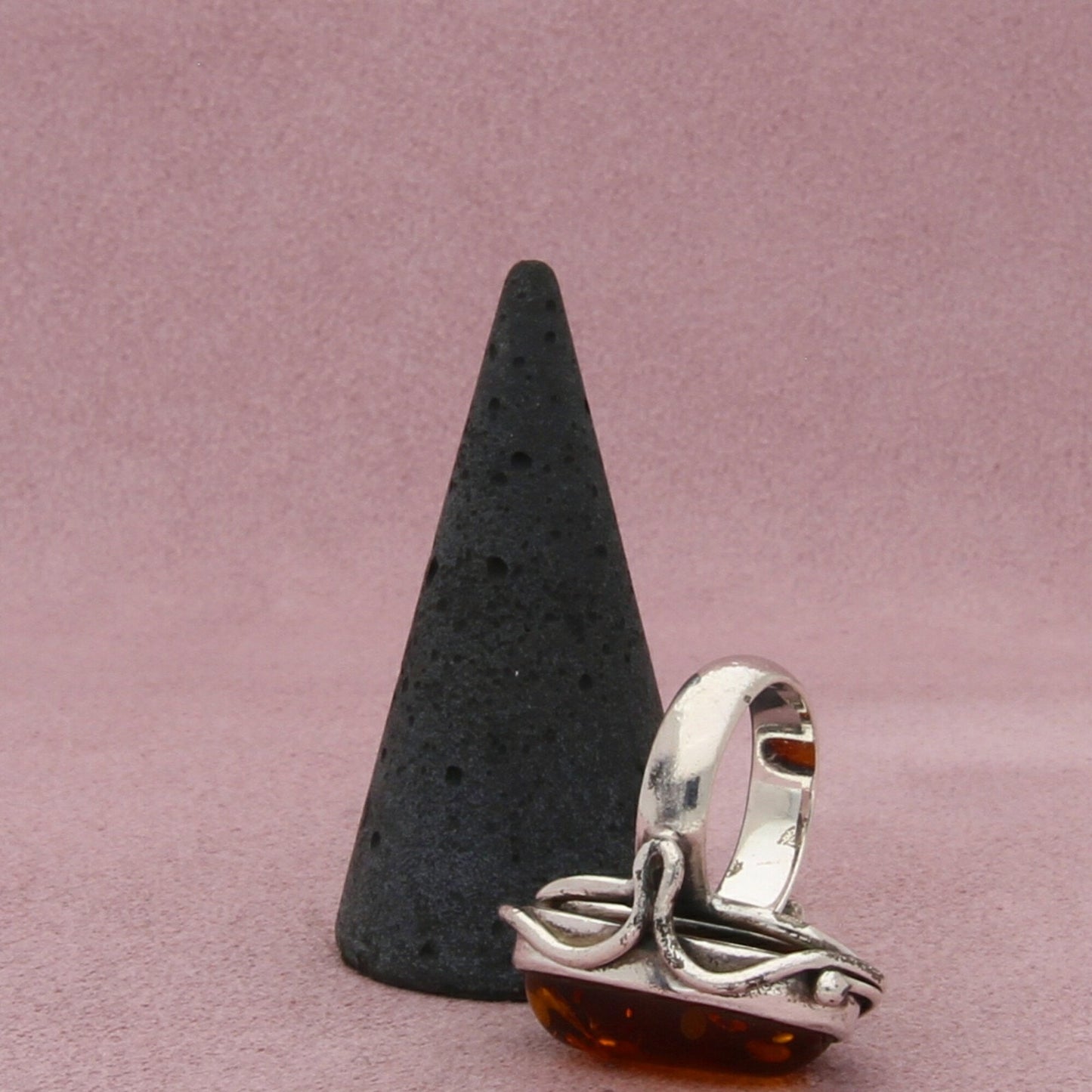 sterling silver vintage polish amber leaf ring size 5.25